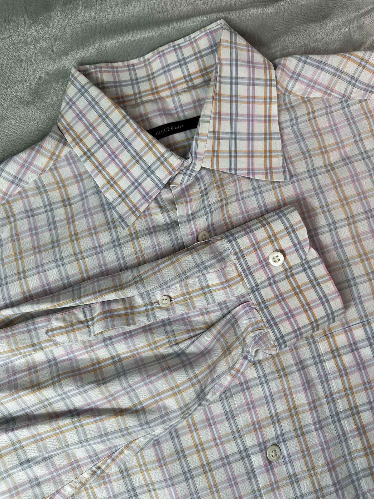 Billy Reid Shirt Mens Large Made in Italy Plaid Button Front Cotton Long Sleeve