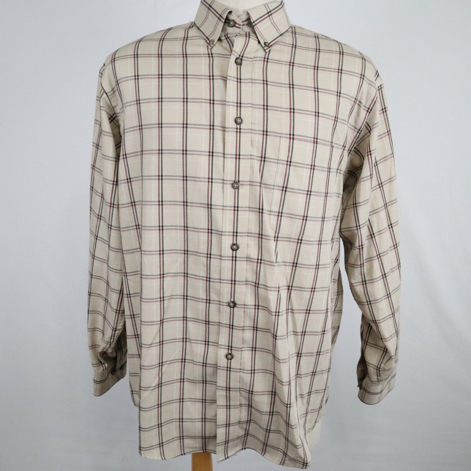 Roundtree & Yorke Shirt Mens Large Easy Care Pocket Button Up Plaid Long Sleeve