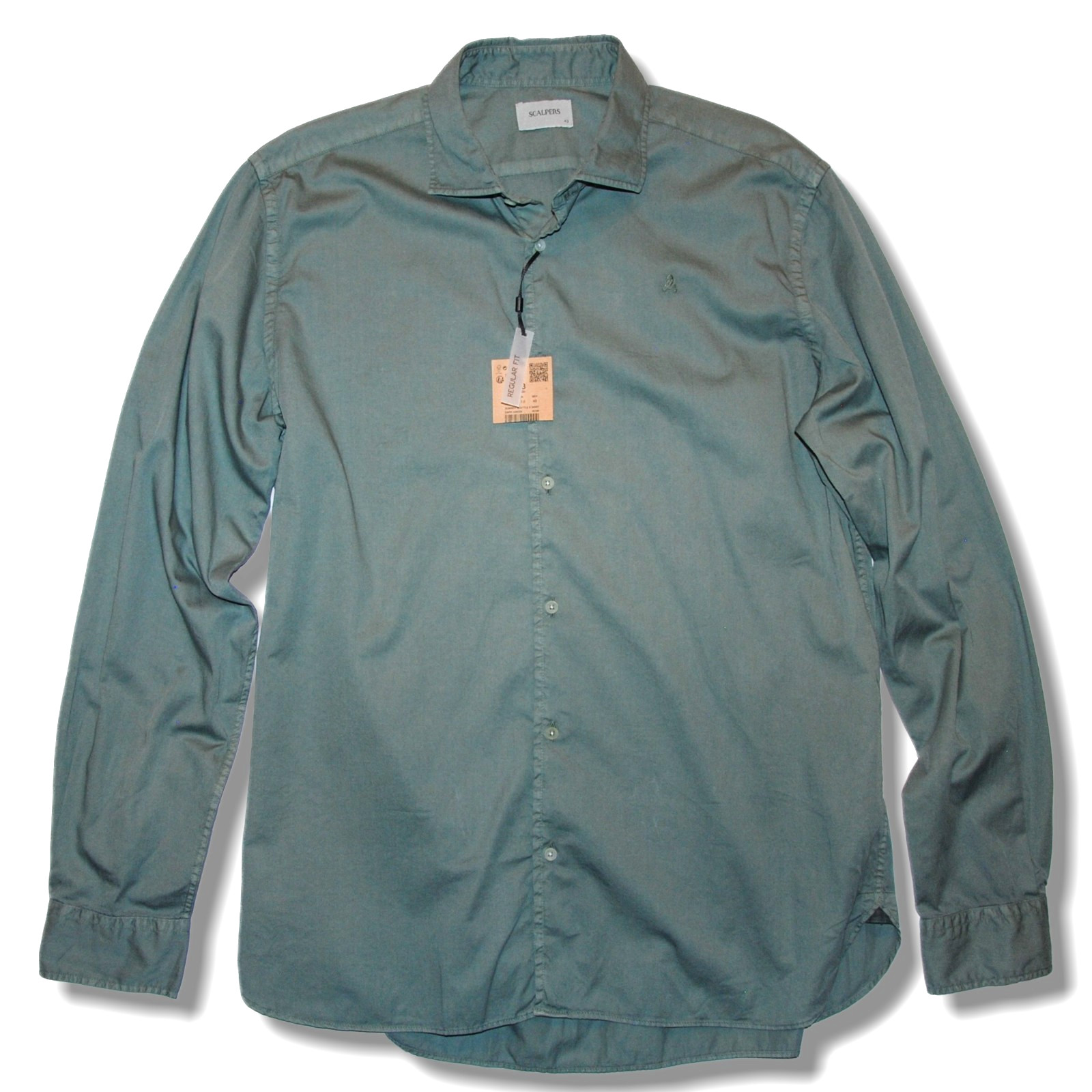 NWT SCALPERS sz 42 Summer Seattle K Shirt in Dark Green 100% Cotton Portugal