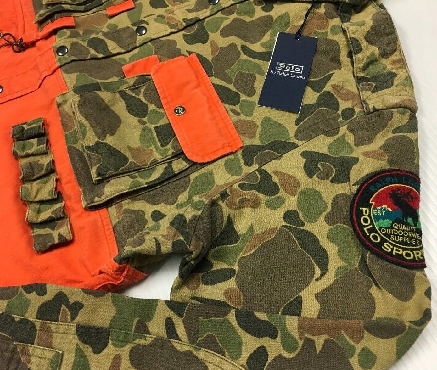Polo Ralph Lauren Sportsman Colorblocked Army Camo Fishing Hunting Shirt Jacket