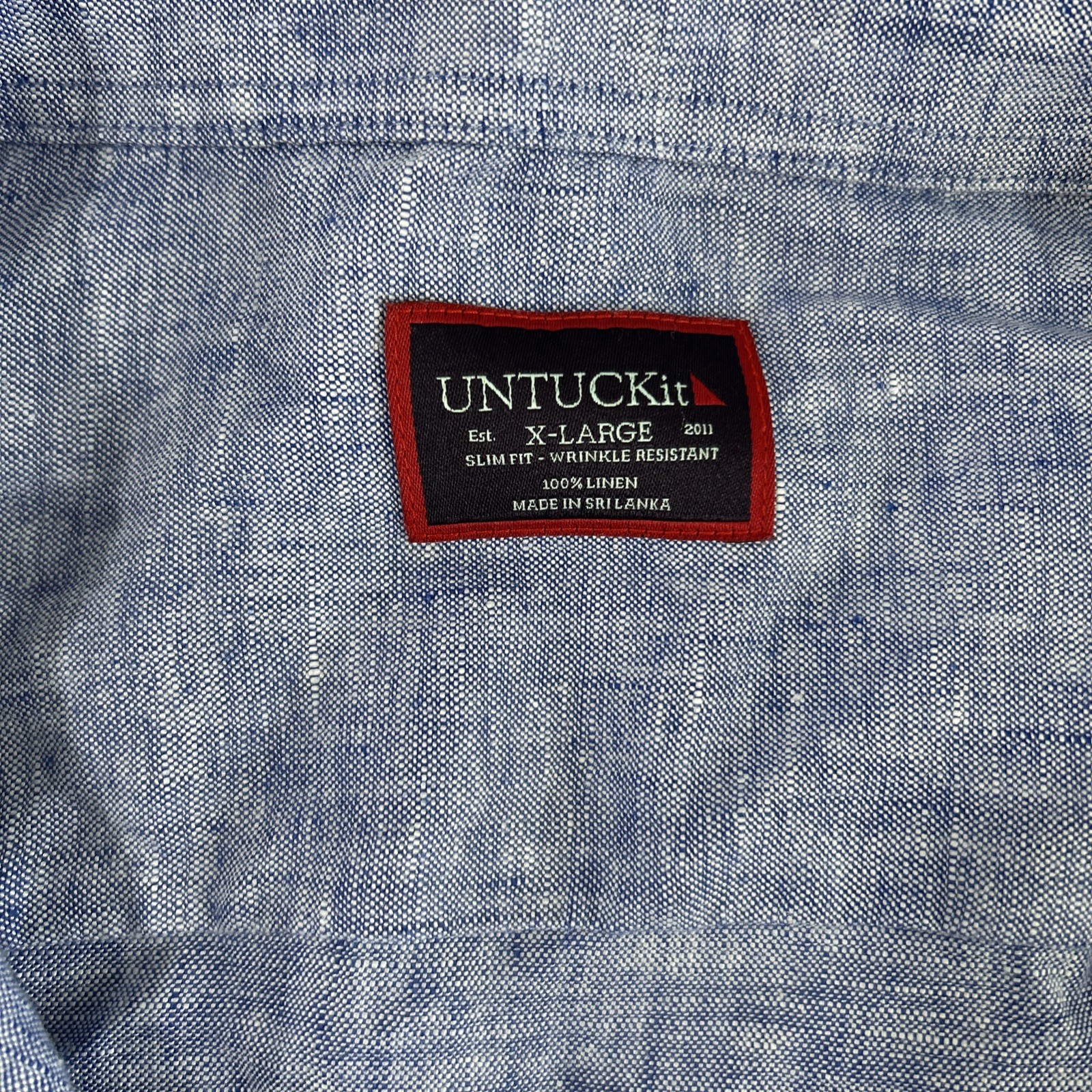 Untuckit Shirt Mens XLBlue Linen Button Down Preppy Yachting Beach Coastal