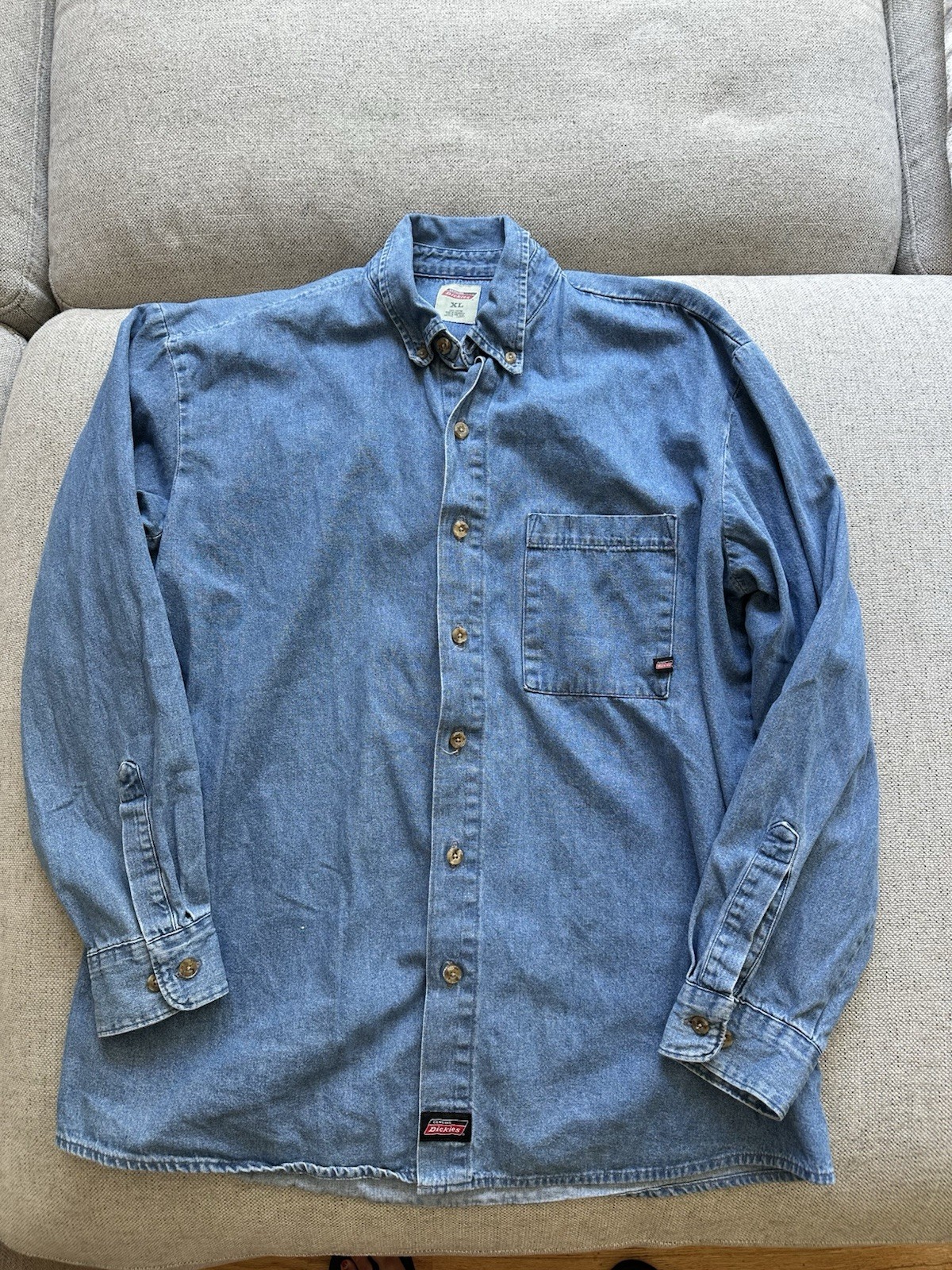 Dickies Denim Long Sleeve Work Shirt Men’s XL
