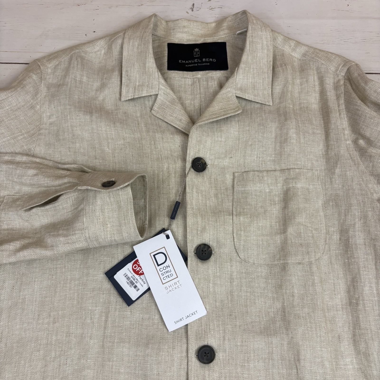 Emanuel Berg Shirt Jacket Linen Unstructured Blazer NEW NWT $498 MSRP Size 54 XL