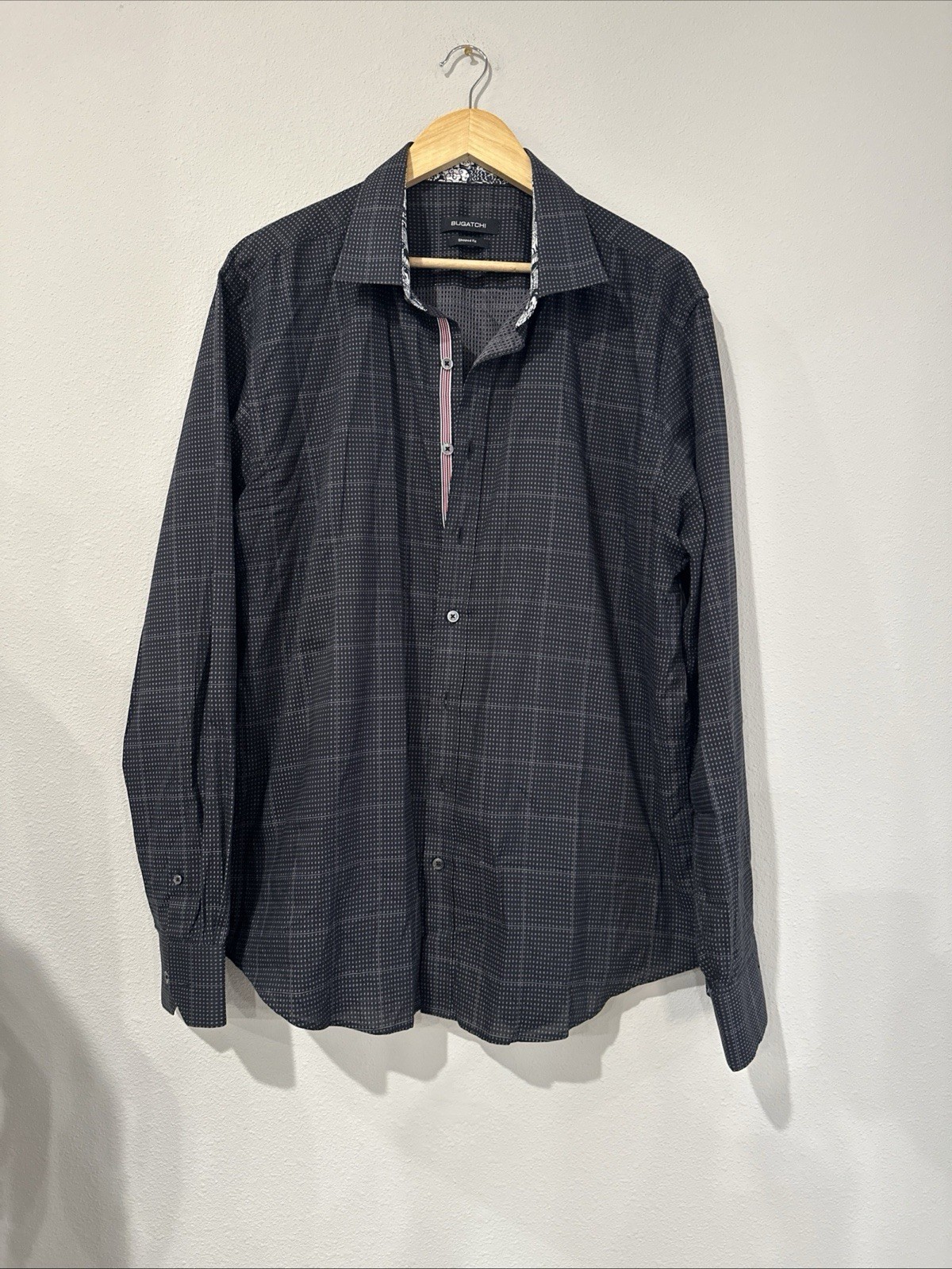 Bugatchi Shaped Fit Long-sleeve Button Up Dress Shirt Men’s Size XL