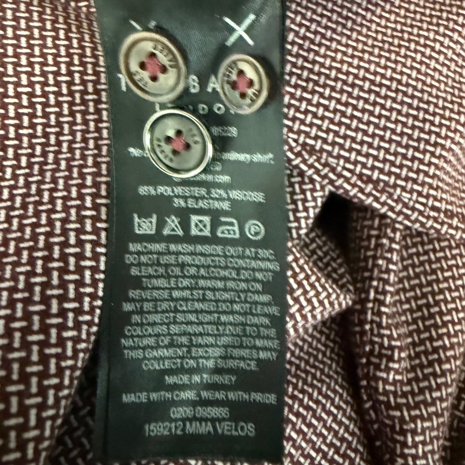Ted Baker London Mens Burgundy Micro Pattern Stretch Button Down Shirt Size 4 L