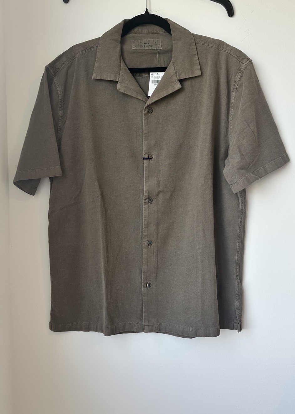 Abercrombie & Fitch Men’s Linen Blend Brown Button-Down Summer Shirt Size L NWT