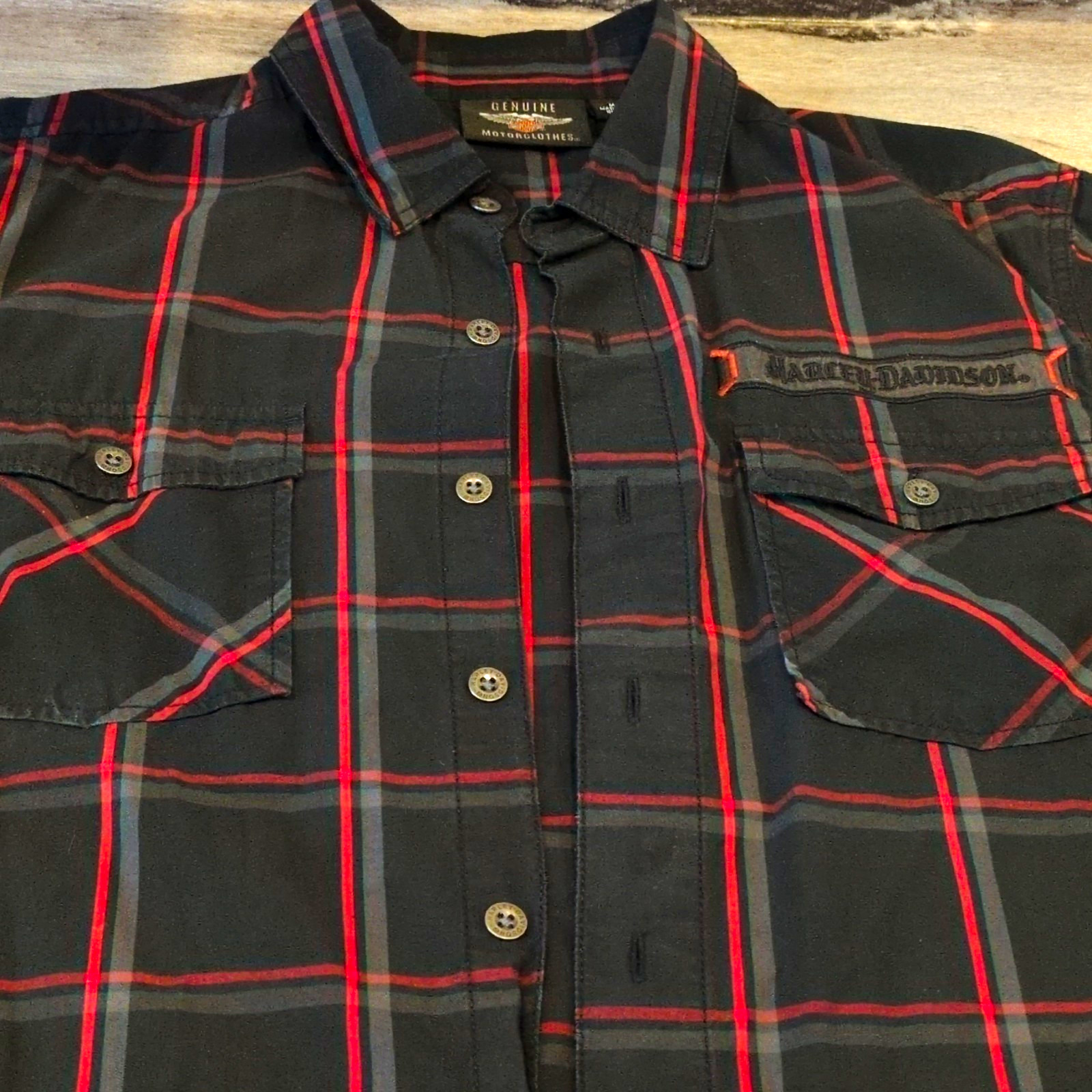 Harley-Davidson Genuine Motorclothes Men’s Plaid Short Sleeve Button-Up M