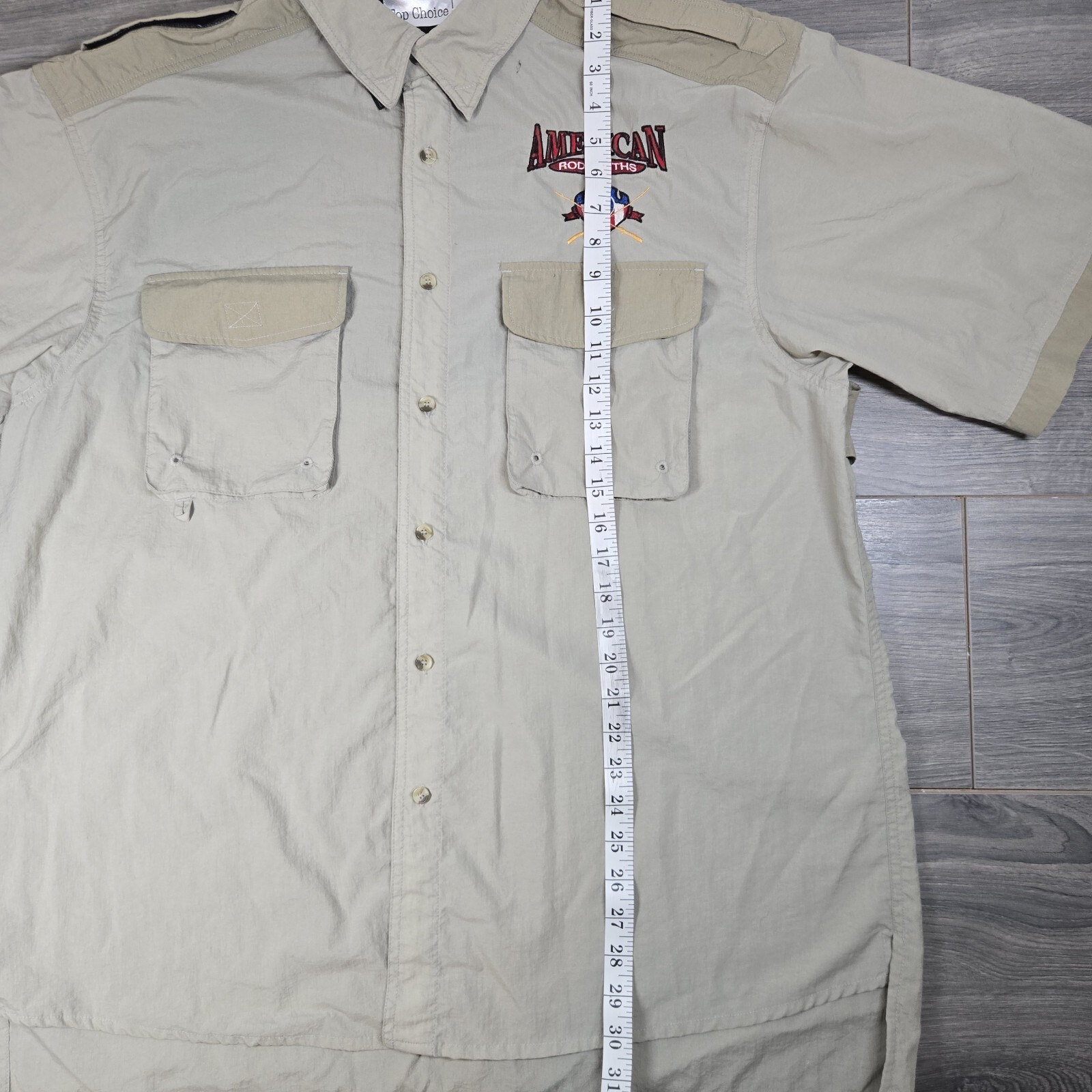 Top Choice Fishing Shirt Mens XL Tan American Rodsmiths Vented Outdoors