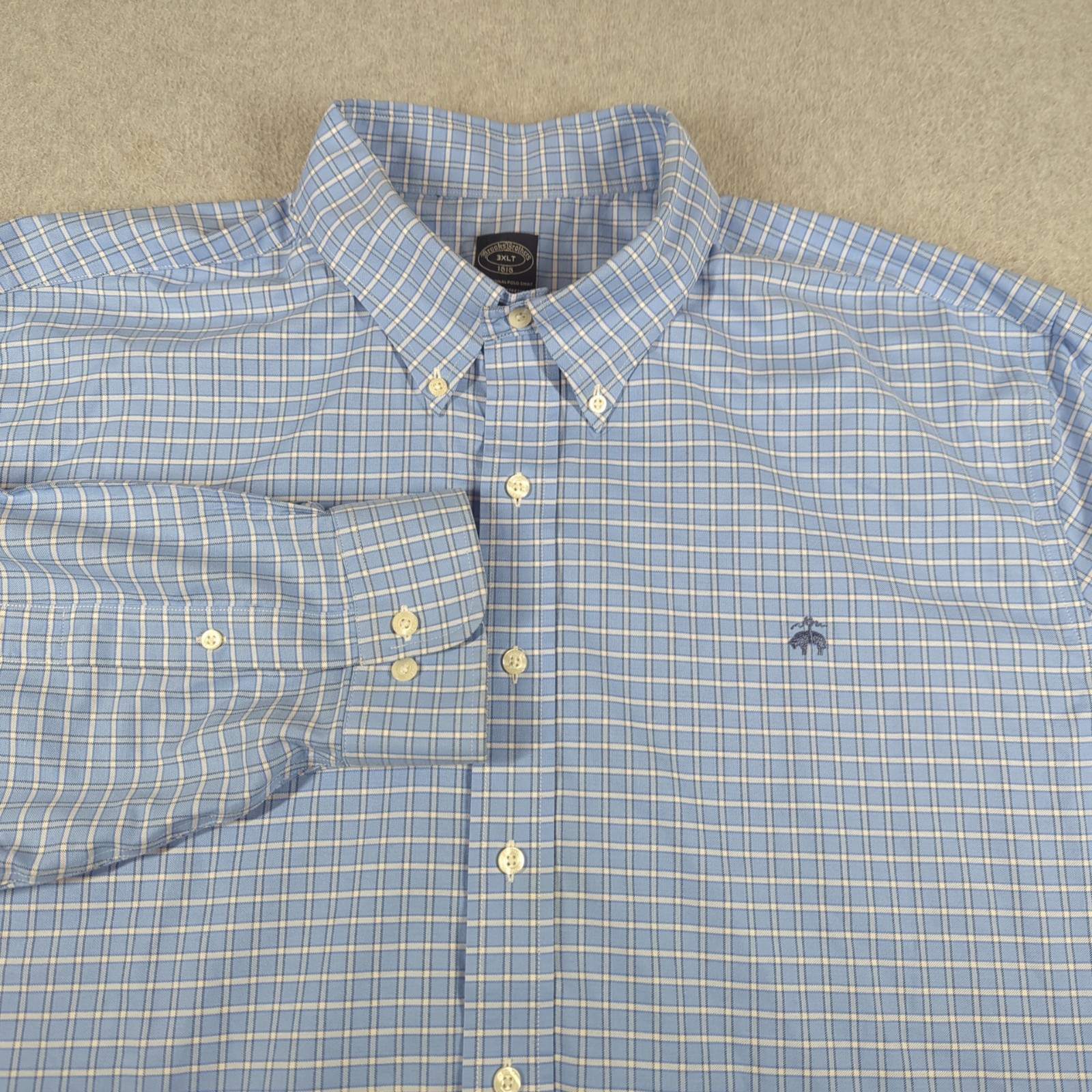 Brooks Brothers Shirt Men’s 3XLT Blue Check Non Iron Stretch Button Down