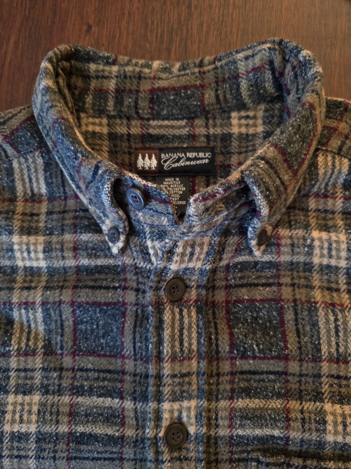 Banana Republic Cabinwear Flannel Shirt Wool Blend Mens XL (Dry Clean Only)