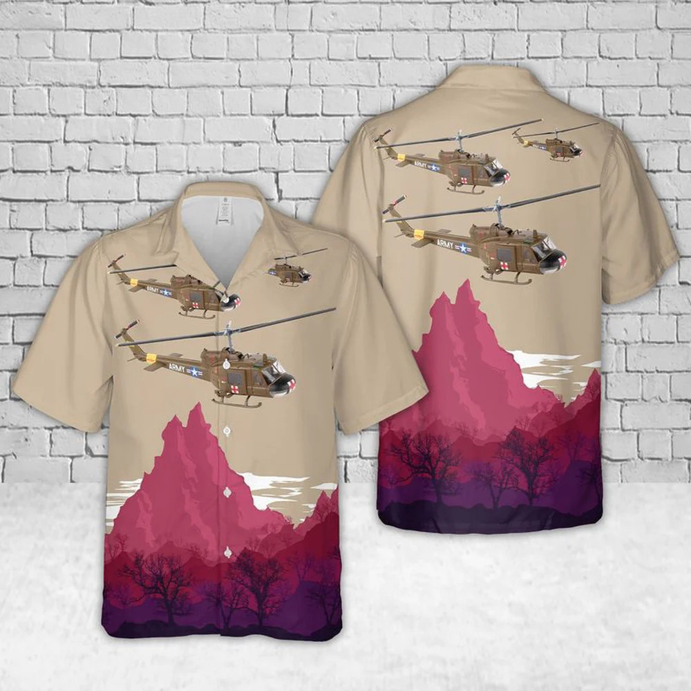 Army Hawaiian Shirt, US Army UH-1C Huey Medevac Hawaiian Shirt