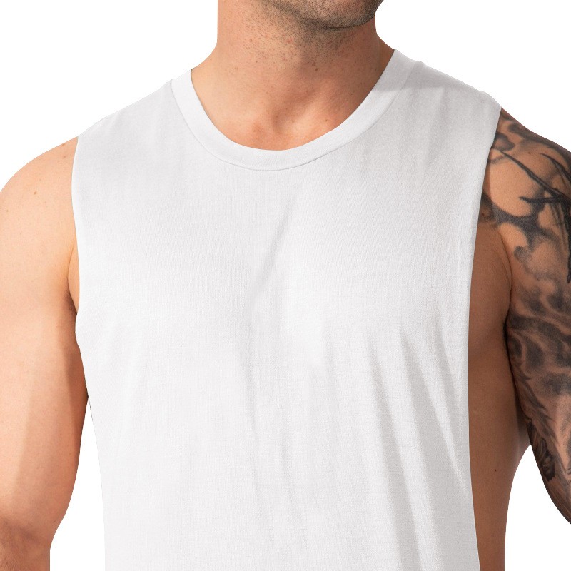 Muscle fit tank top men’s casual solid color sleeveless vest T-shirt