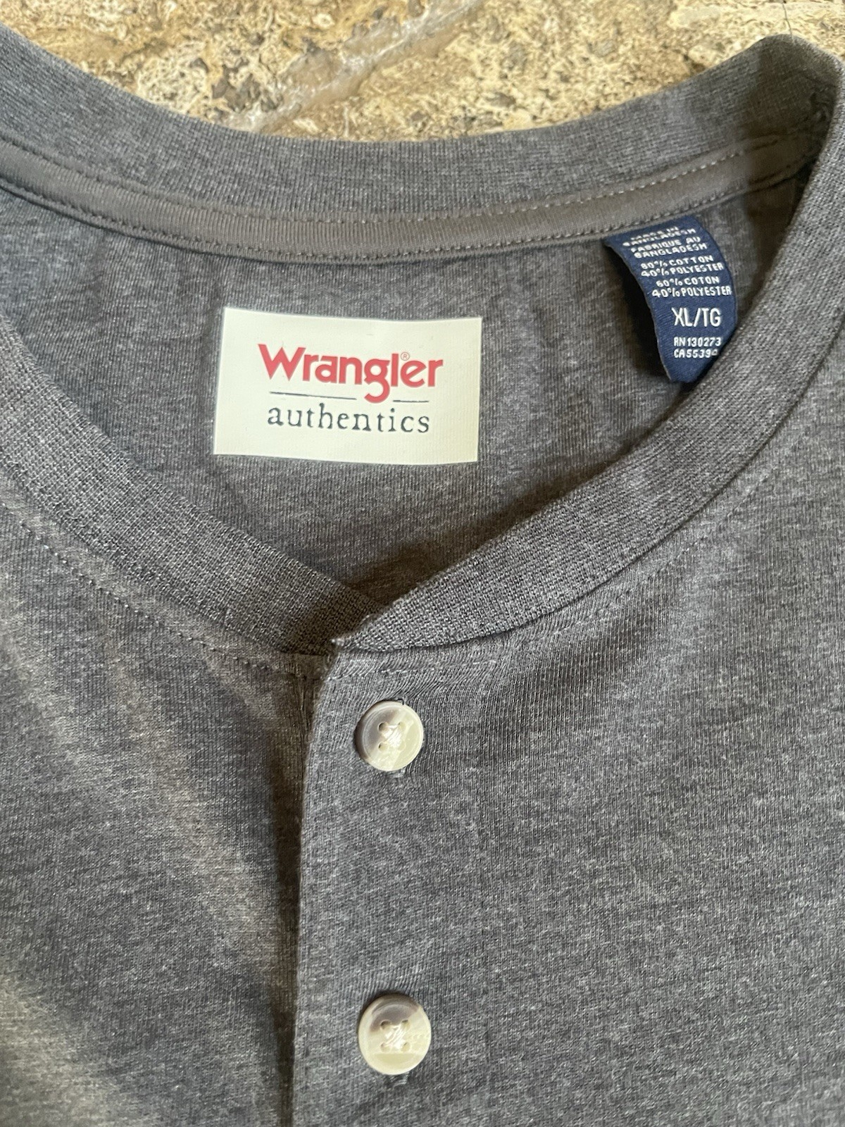 New Men’s Wrangler Henley Shirt Short Sleeve XL