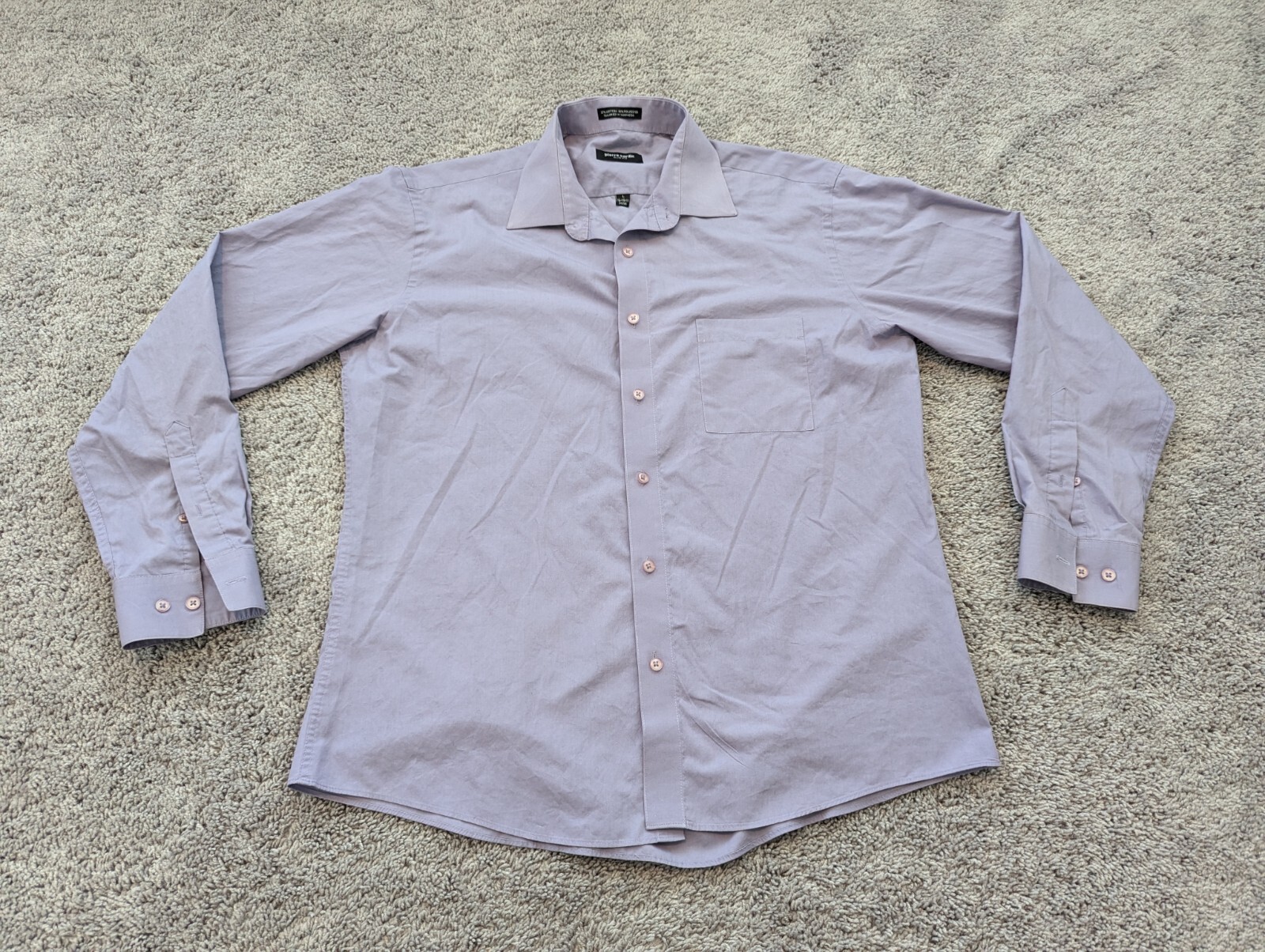 Pierre Cardin Button Up Shirt Mens Large Long Sleeves Slim Fit Purple