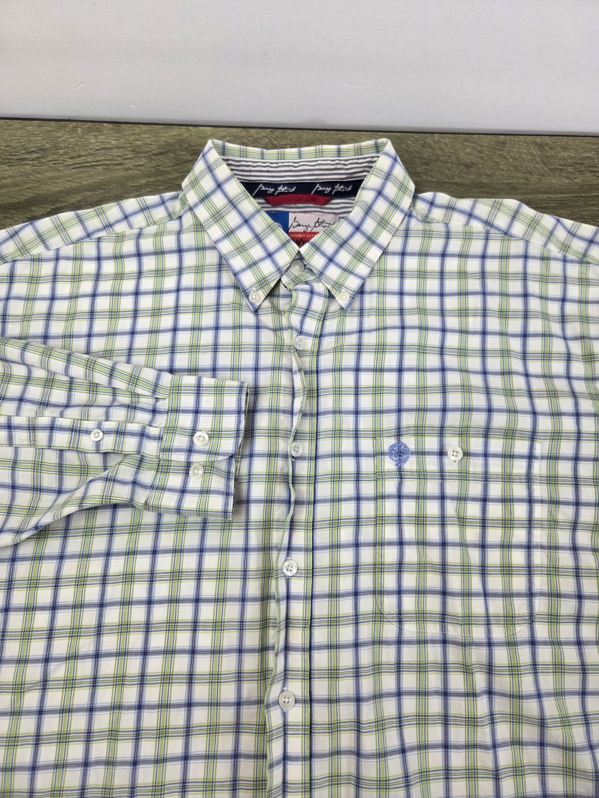 George Strait Wrangler Cowboy Cut Collection Shirt Men’s 2XL Green Plaid Western