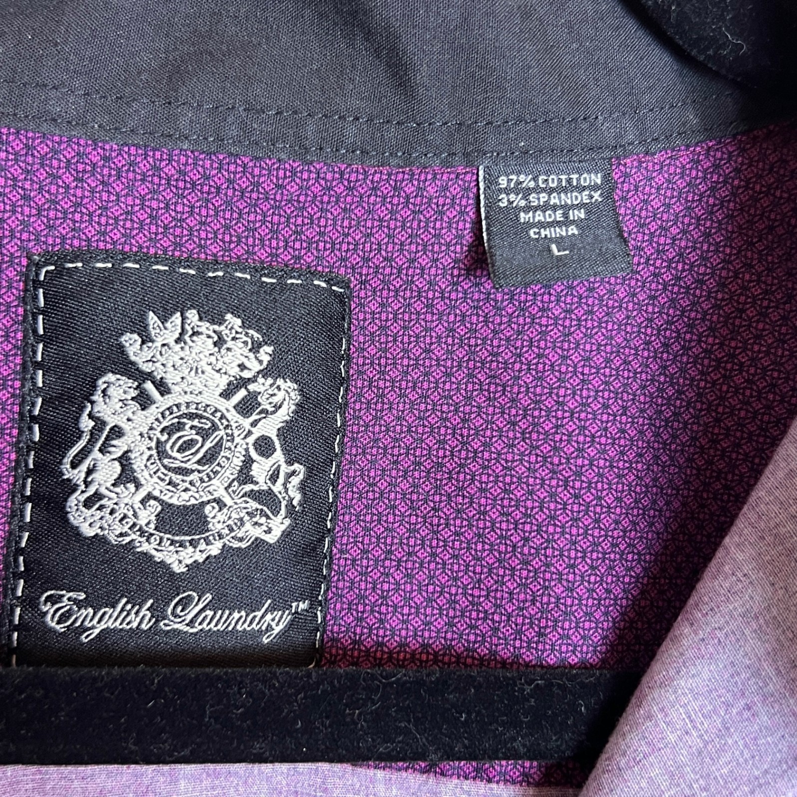 English Laundry Shirt L Men’s Purple Pattern Button Down Indie Sleaze Large