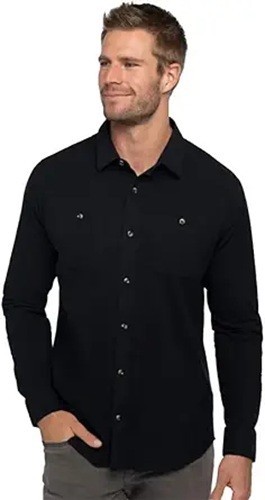 TRAVIS MATHEW Total Eclipse Black Cloud Flannel Long Sleeve Shirt NEW Small