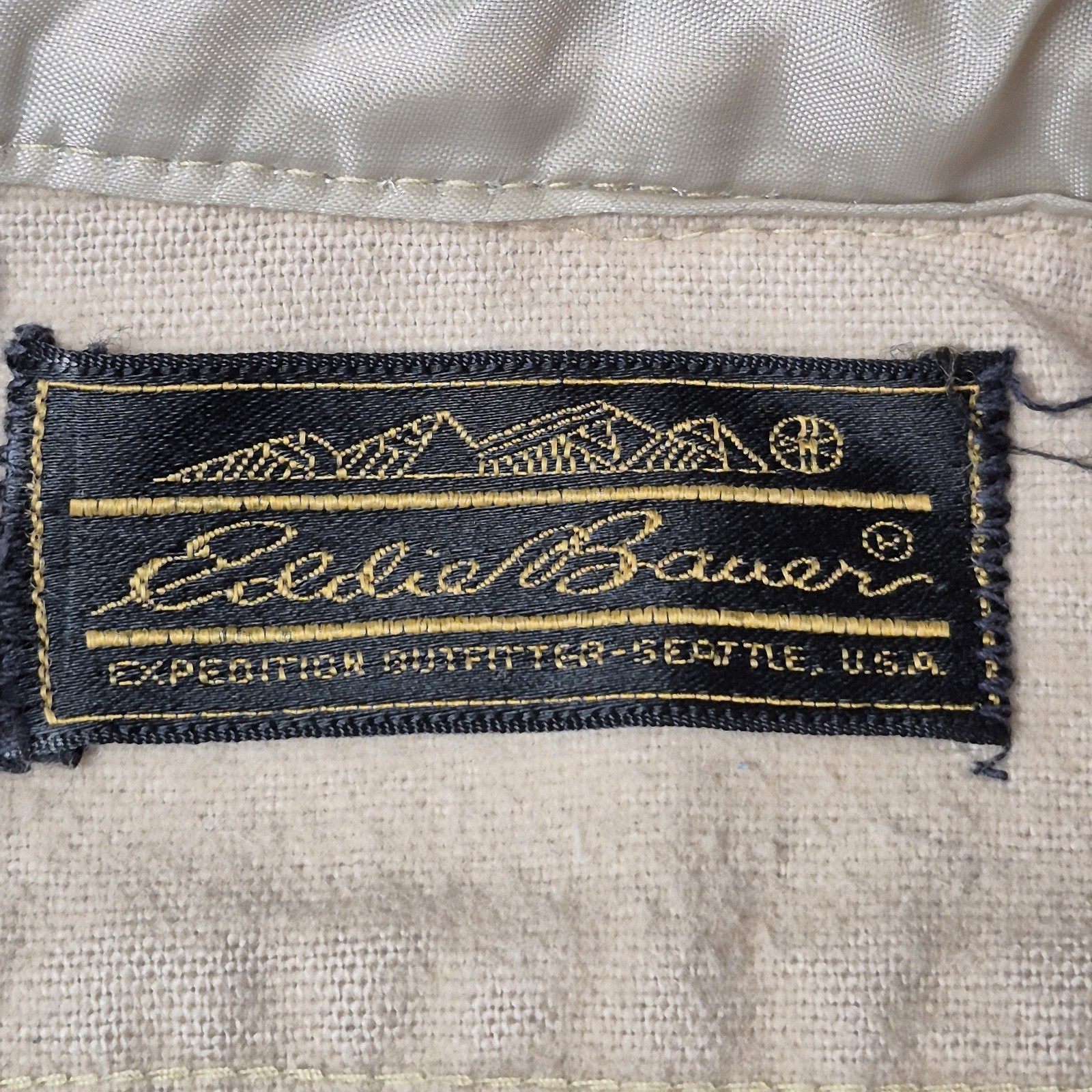 VTG Eddie Bauer Mens 2XL Tall Expedition Outfitter Shirt Beige Canvas Cotton USA