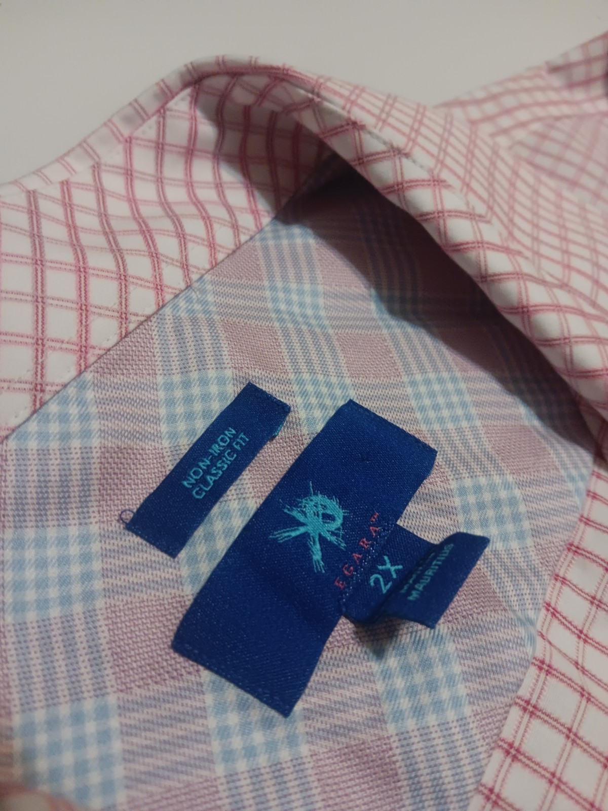 Egara Long Sleeve Shirt, Plaid, Men’s Size XL, Pink Classic Fit 100% Cotton 2X