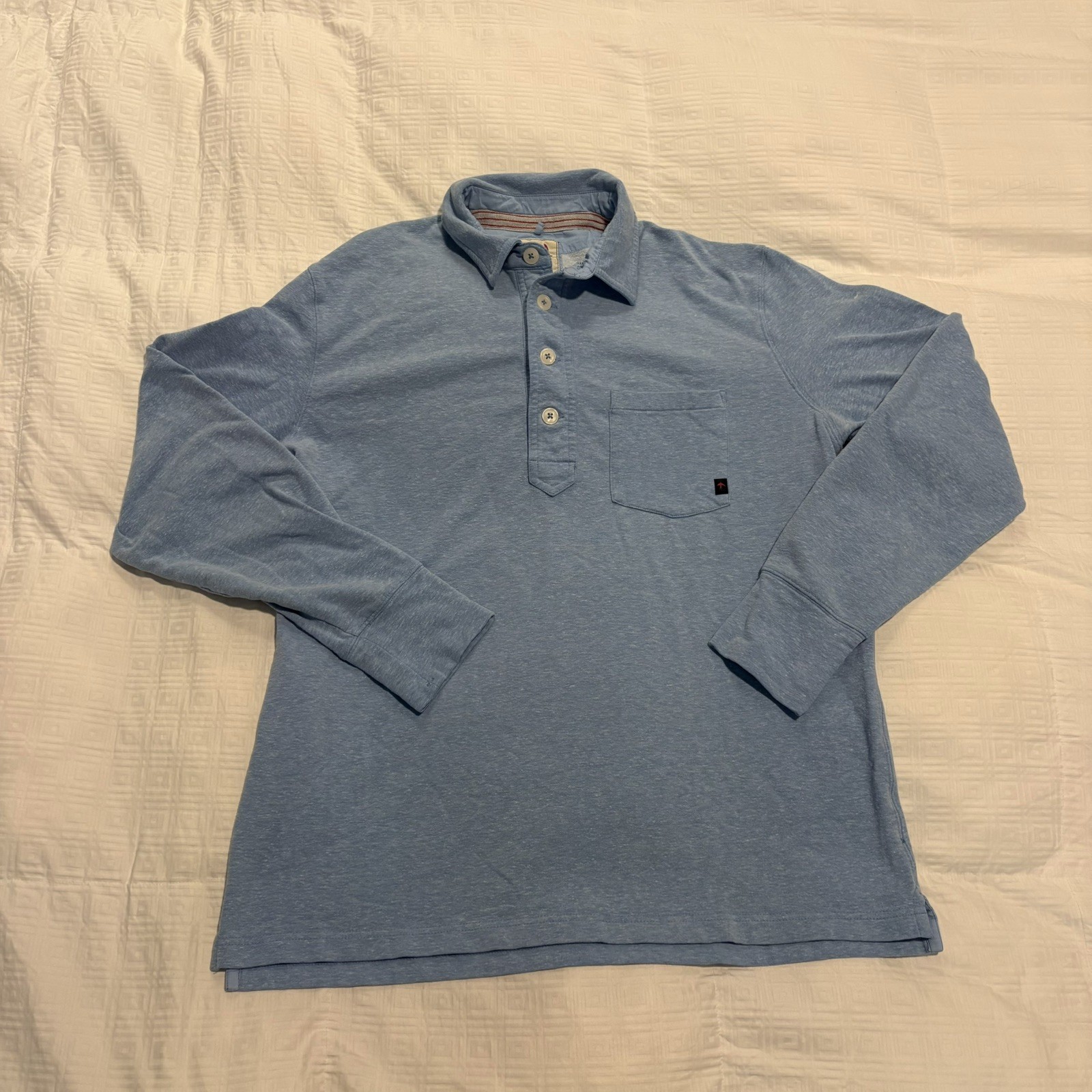 Relwen Frenchloop Marine Polo Men’s Size Large Long Sleeve Blue Soft Pocket