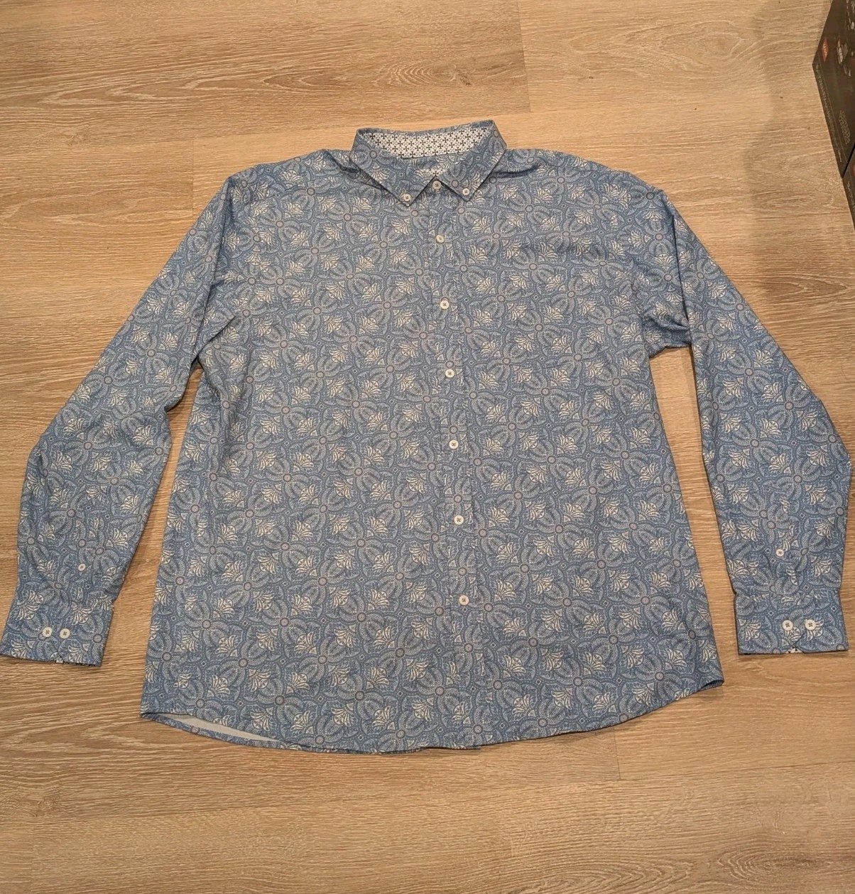 Johnston & Murphy Shirt XL Blue XC4 Extreme Comfort Performance Sport Paisley