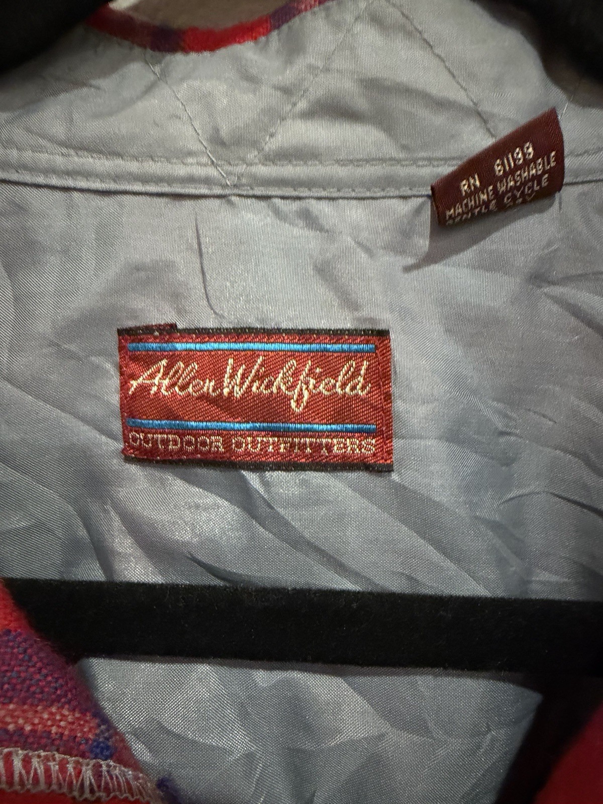 Vintage Allen Wickfield Shirt Mens XL Red Blue Plaid Flannel Lumberjack Wool BLE