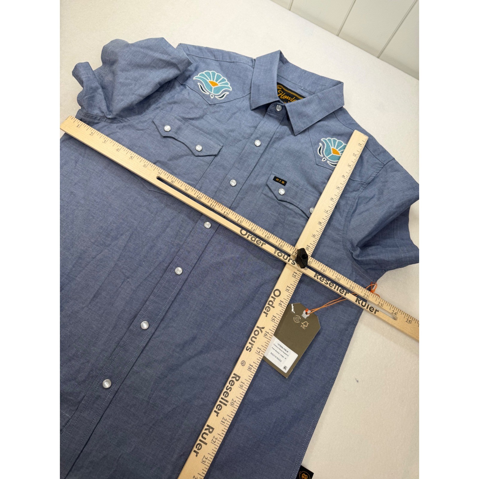 Howler Brothers Men’s Crosscut Deluxe Short Sleeve Shirt Indigo Medium NWT