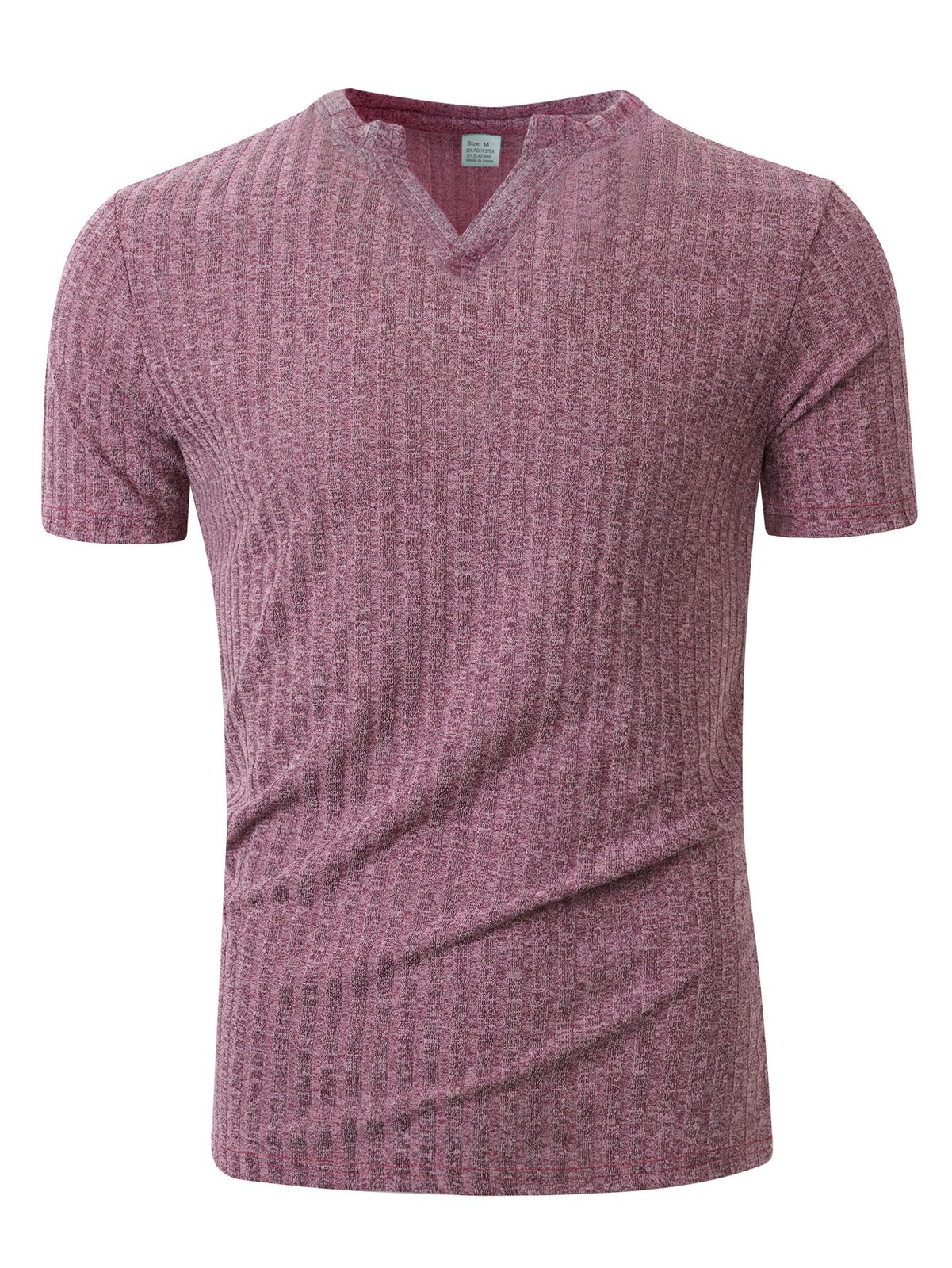 Men’s summer sports fitness casual vertical stripe stretch V-neck T-shirt