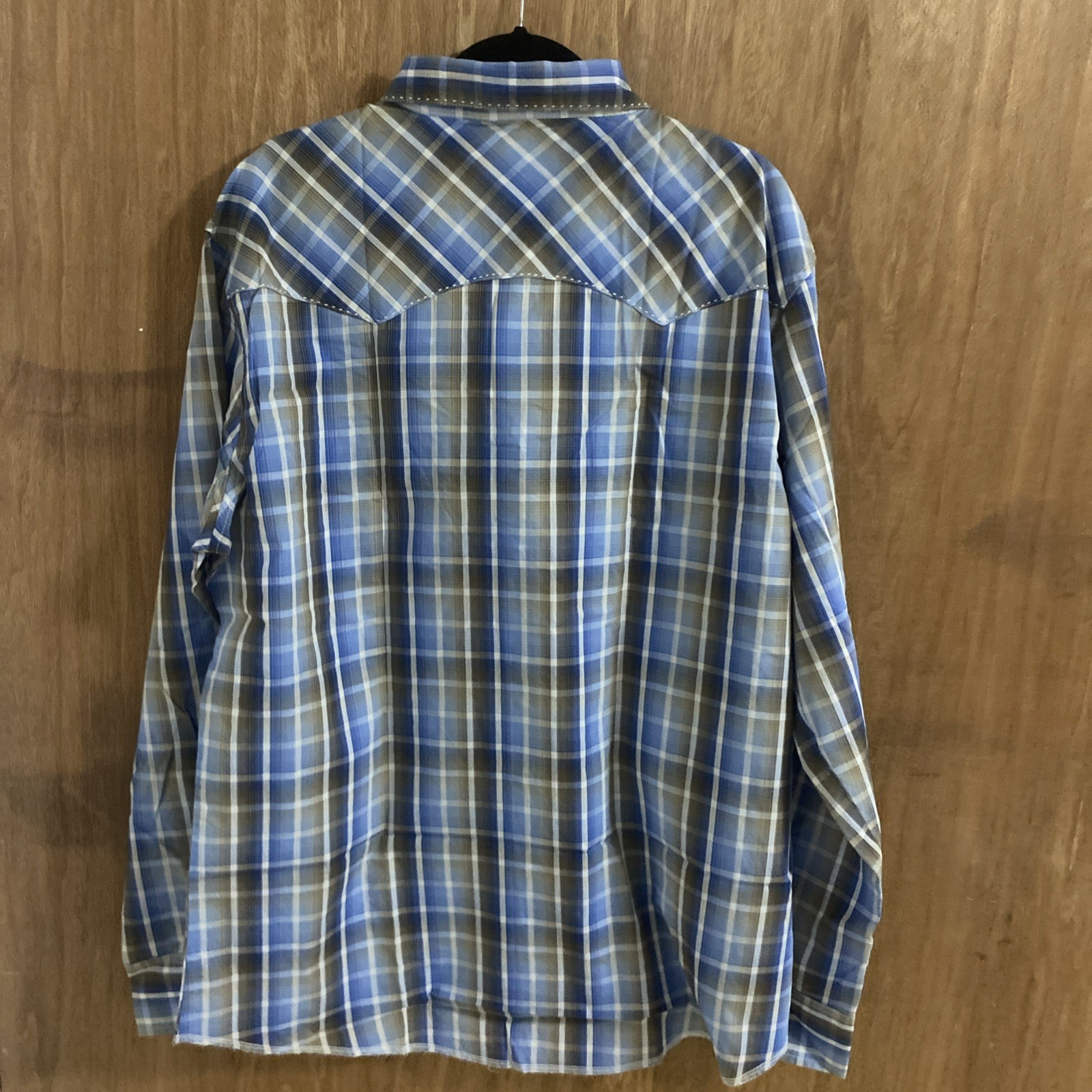 Wrangler Western Shirt Men’s XXL Pearl Snap Long Sleeve Easy Care Green/Blue