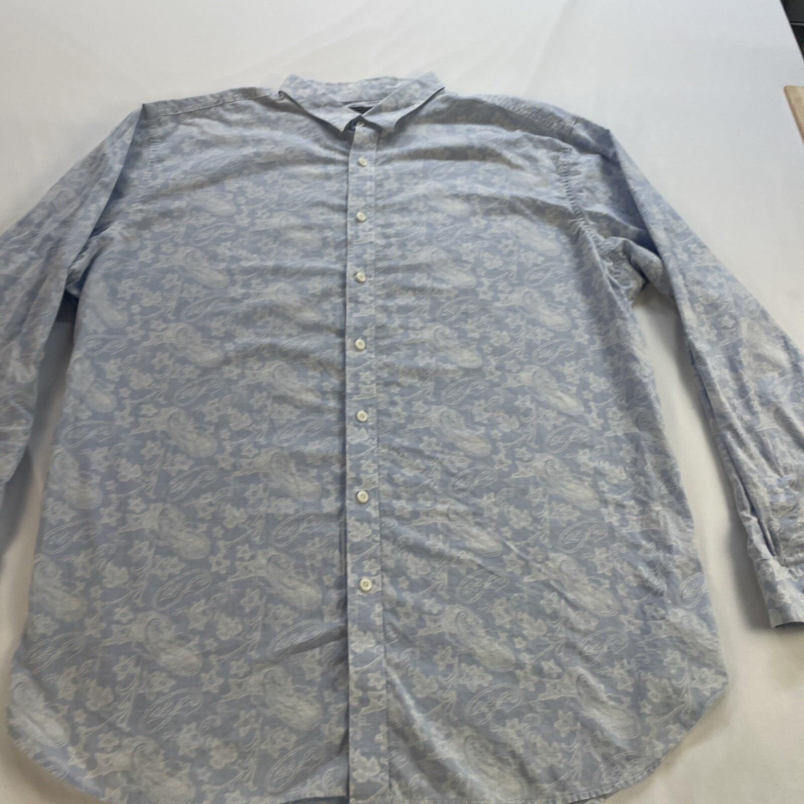 Maker & Company MMX Mens Shirt SZ XXTG Light Blue Paisley Long Sleeve Button EUC
