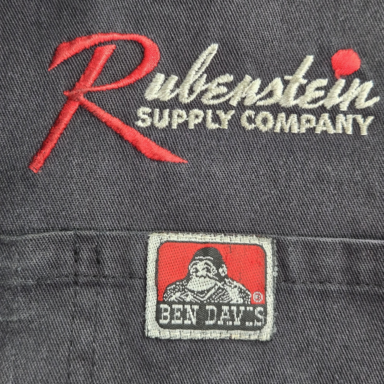 VINTAGE Ben Davis Men Button Up Shirt XL Rubenstein Supply Company Embroider 90s