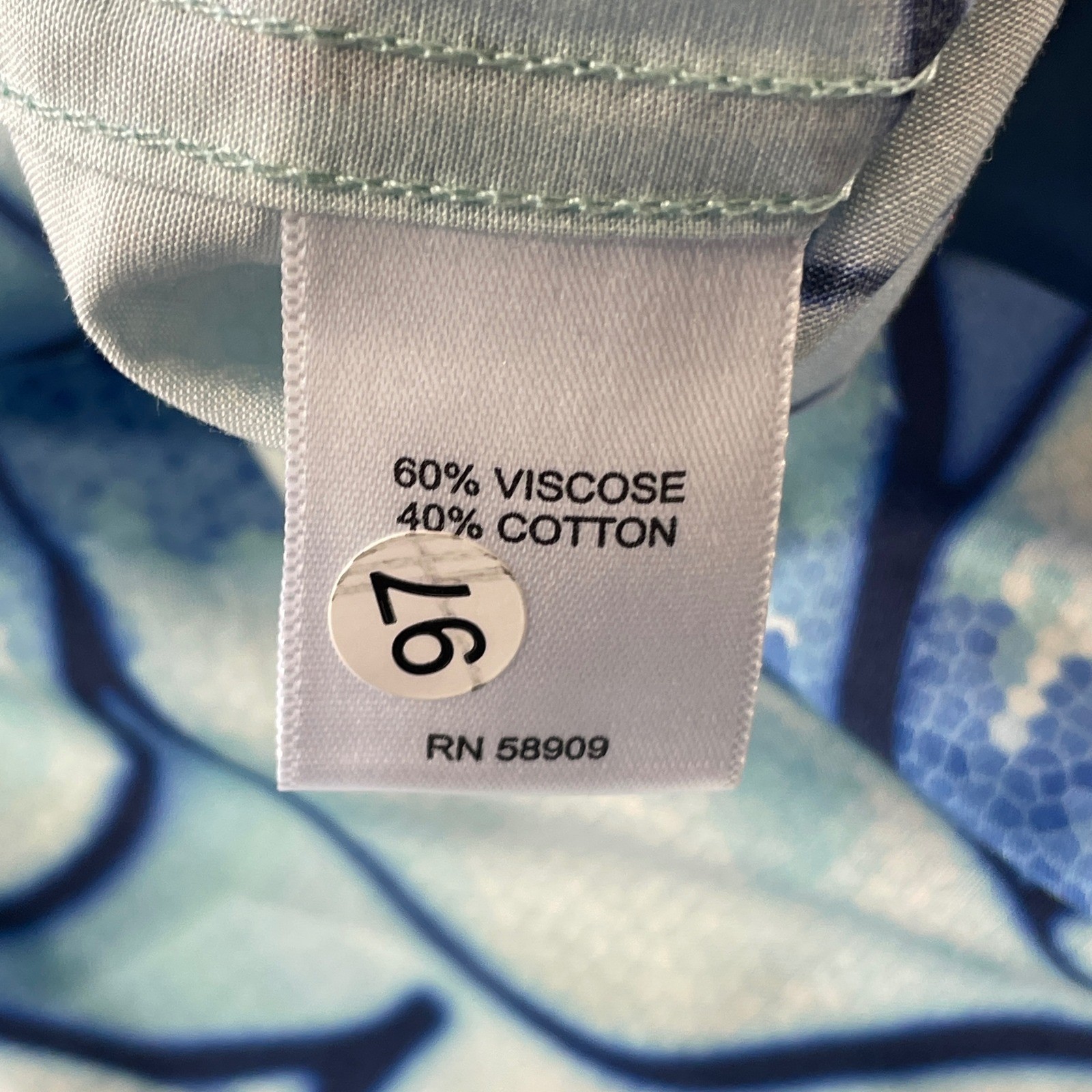 ROWM Shirt Artist Series Mens Small Blue Lillies Beach Vacation Resort Swim