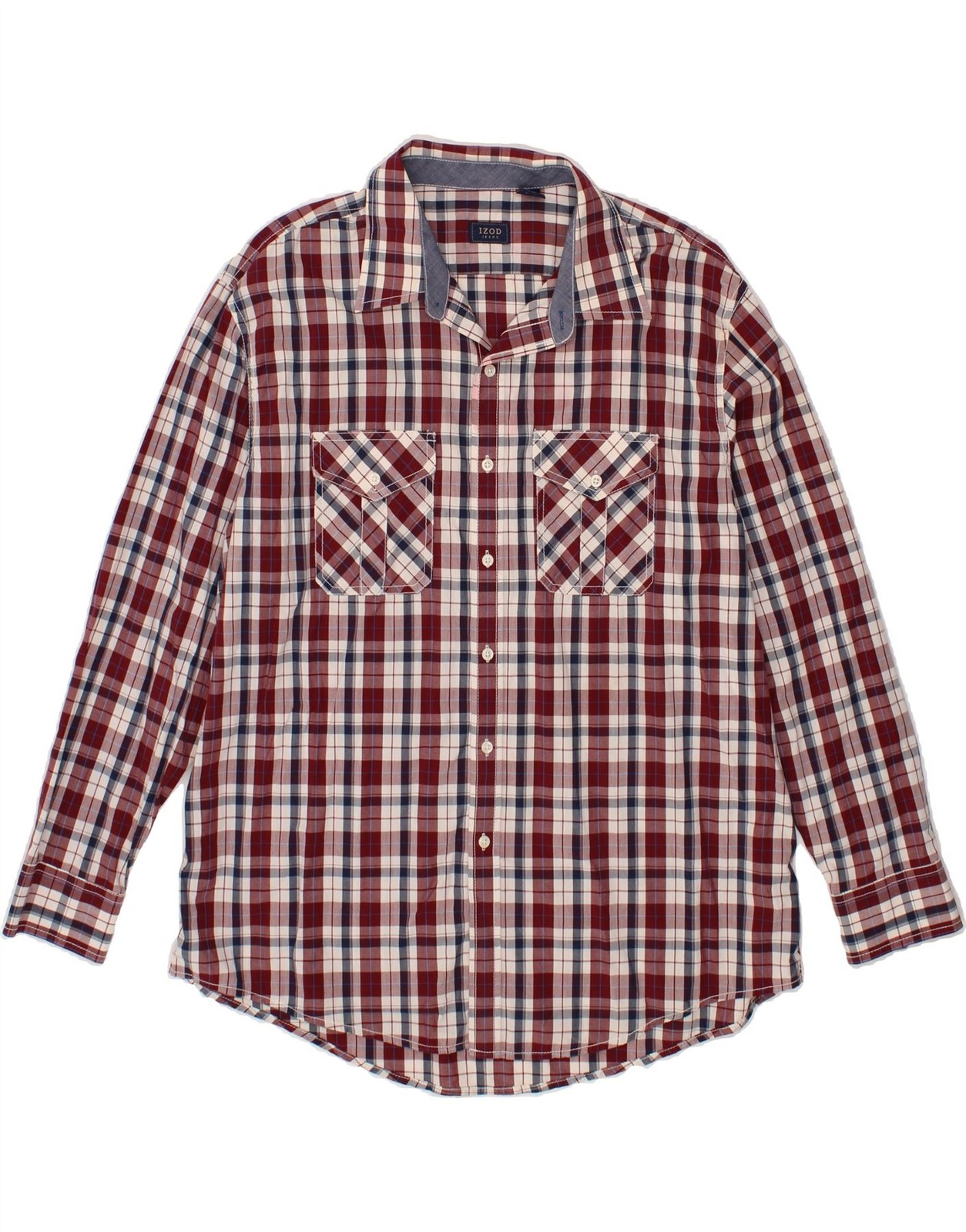 IZOD Mens Shirt XL Red Check Cotton BW02