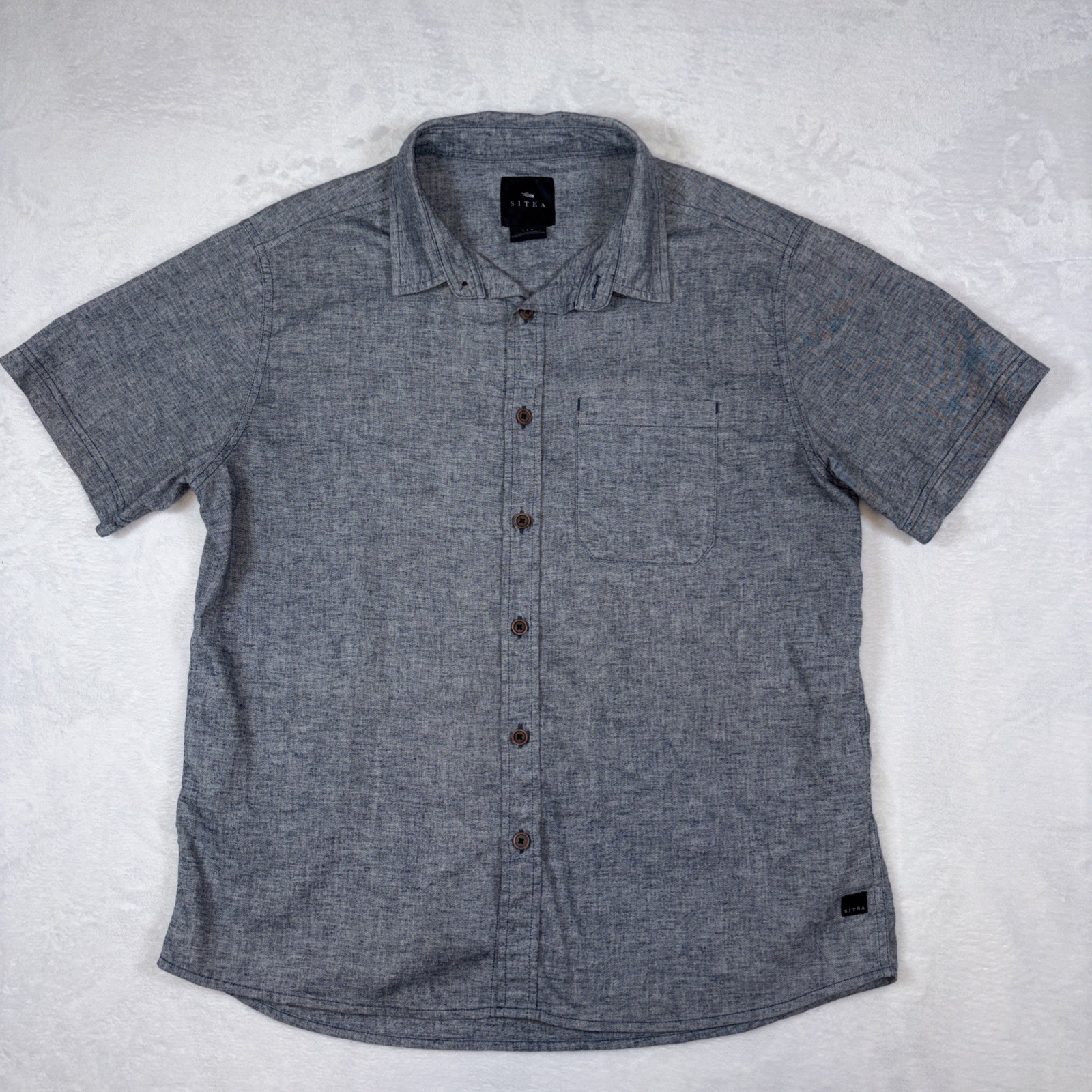 Sitka Gear Ambary Short Sleeve Hemp Blend Button Up Shirt Large Gray