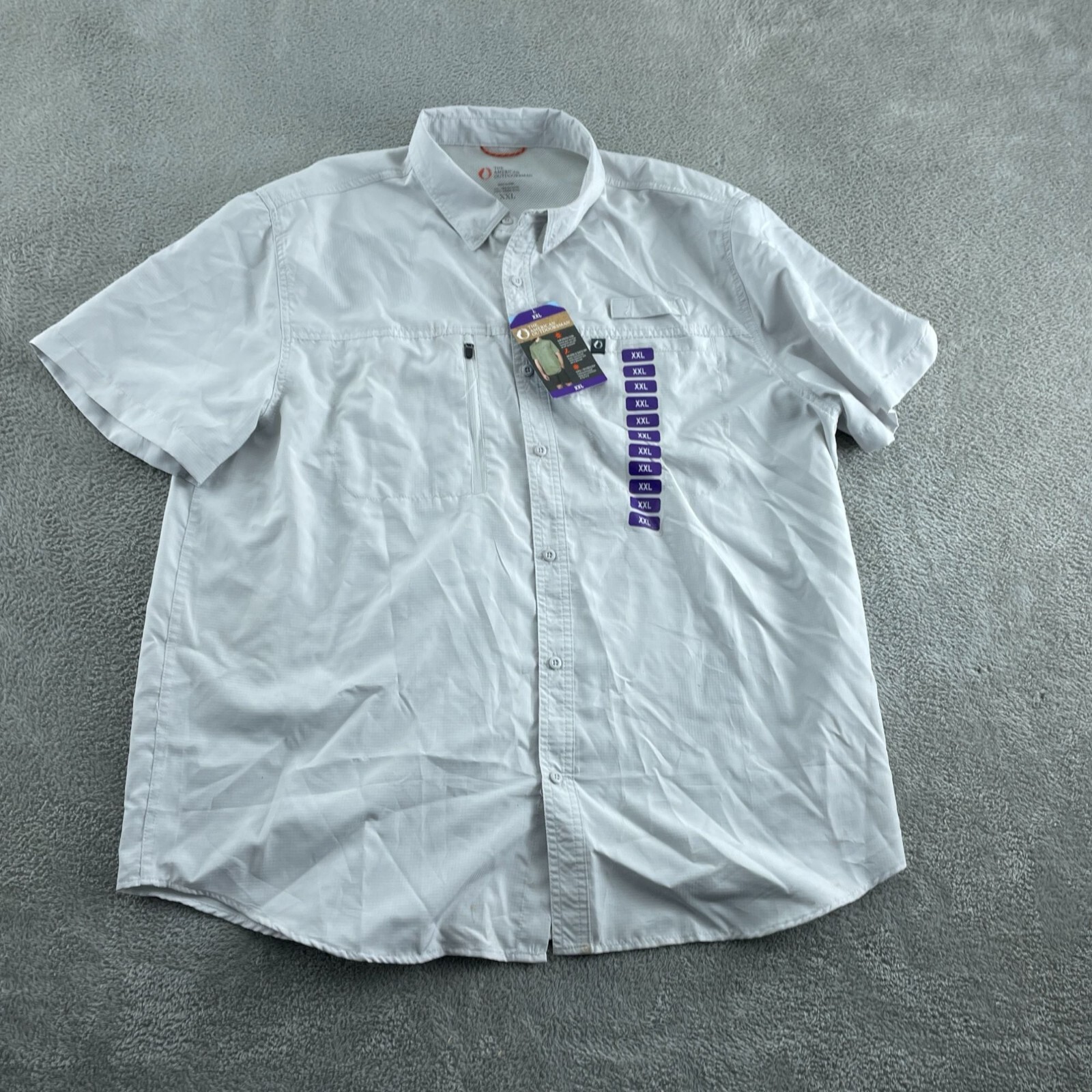 Mens White Short Sleeve Button-Up Shirt XXL 100% Polyester NWT 5819