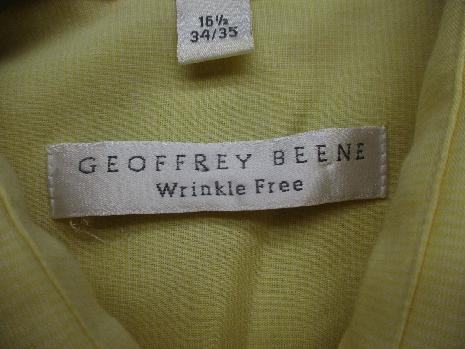 Geoffrey Beene Button Up Shirt Men’s L Yellow Solid Color Non-Iron Cotton Blend