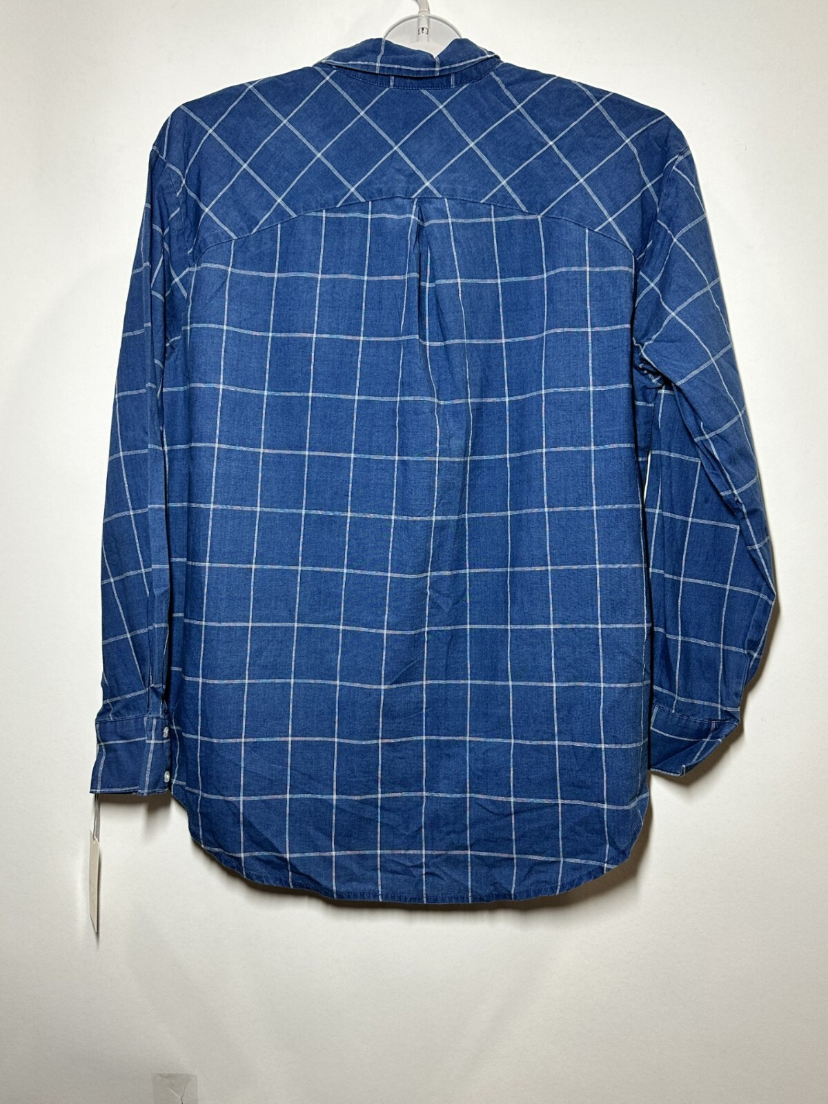 A New Day Womens’ Plaid Button Down Long Sleeve Lapel Shirt Top XXL Blue Plaid