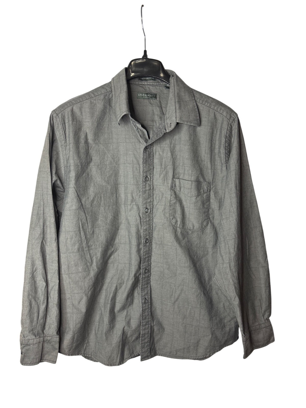 Lyle & Scott Scotland Combed Cotton Mens Button Front Shirt Size XL Grey Plaid