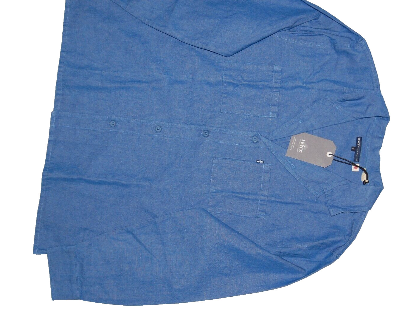 Levis Made and Crafted Men’s Japanese Fabric Two Pocket Camp Blue Shirt Size L