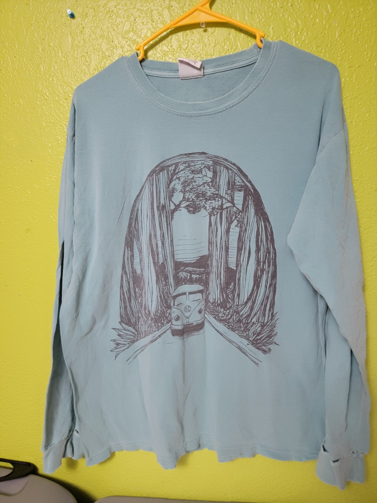 Humboldt Clothing Co. Long Sleeve VTG Shirt Mens Hippie Bus Redwood Forest Large