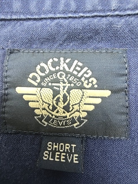 Dockey Mens Navy Button Down Shirt XL Workwear Logo Patch Chest Pocket