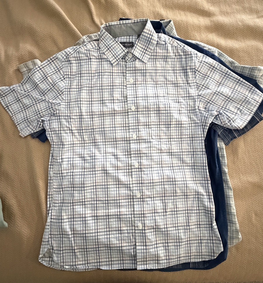 Van Heusen Short Sleeve Shirts Slim Fit Small Lot of 6