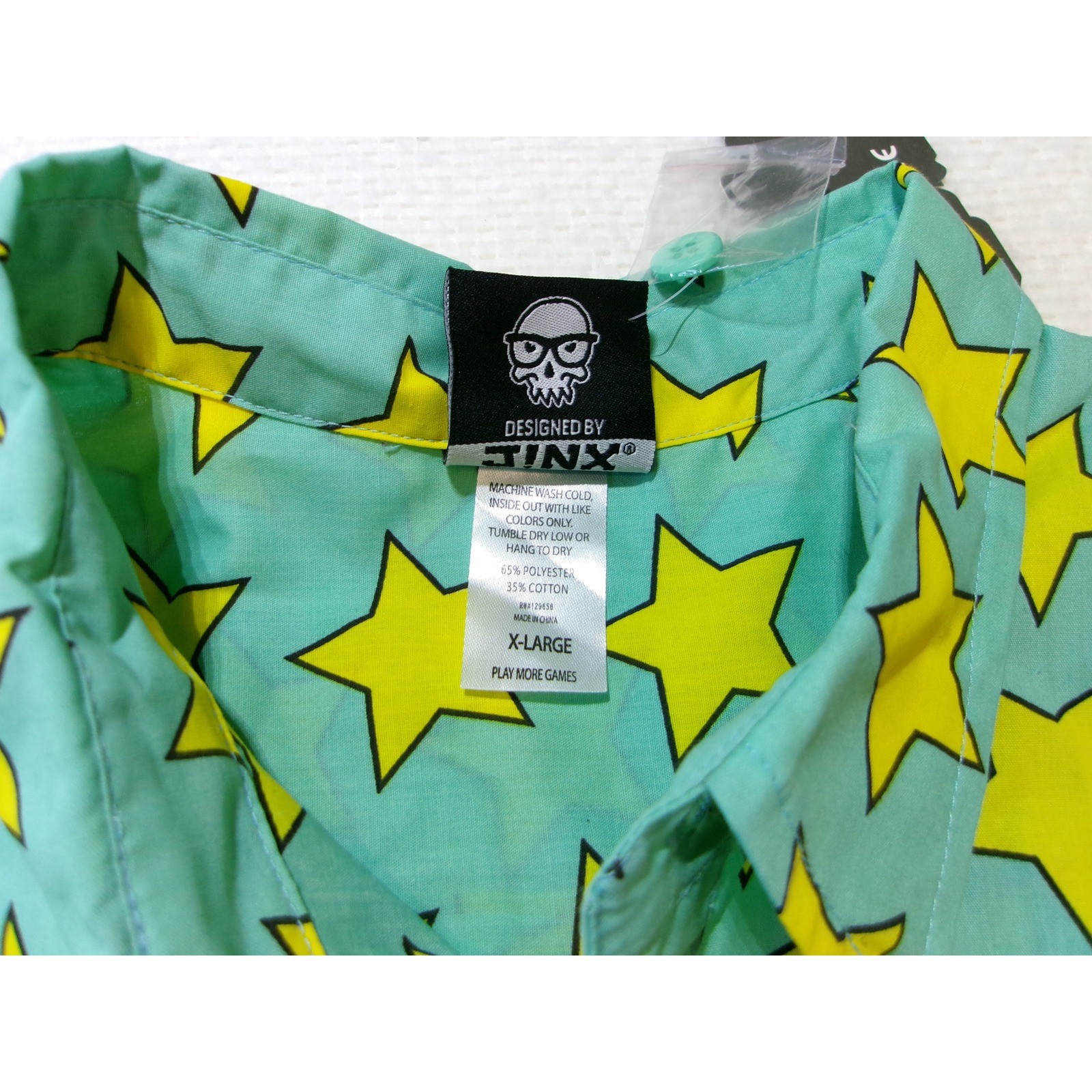 The Walking Dead Jinx Mens XL Star Button Down Shirt Short Sleeve NWT