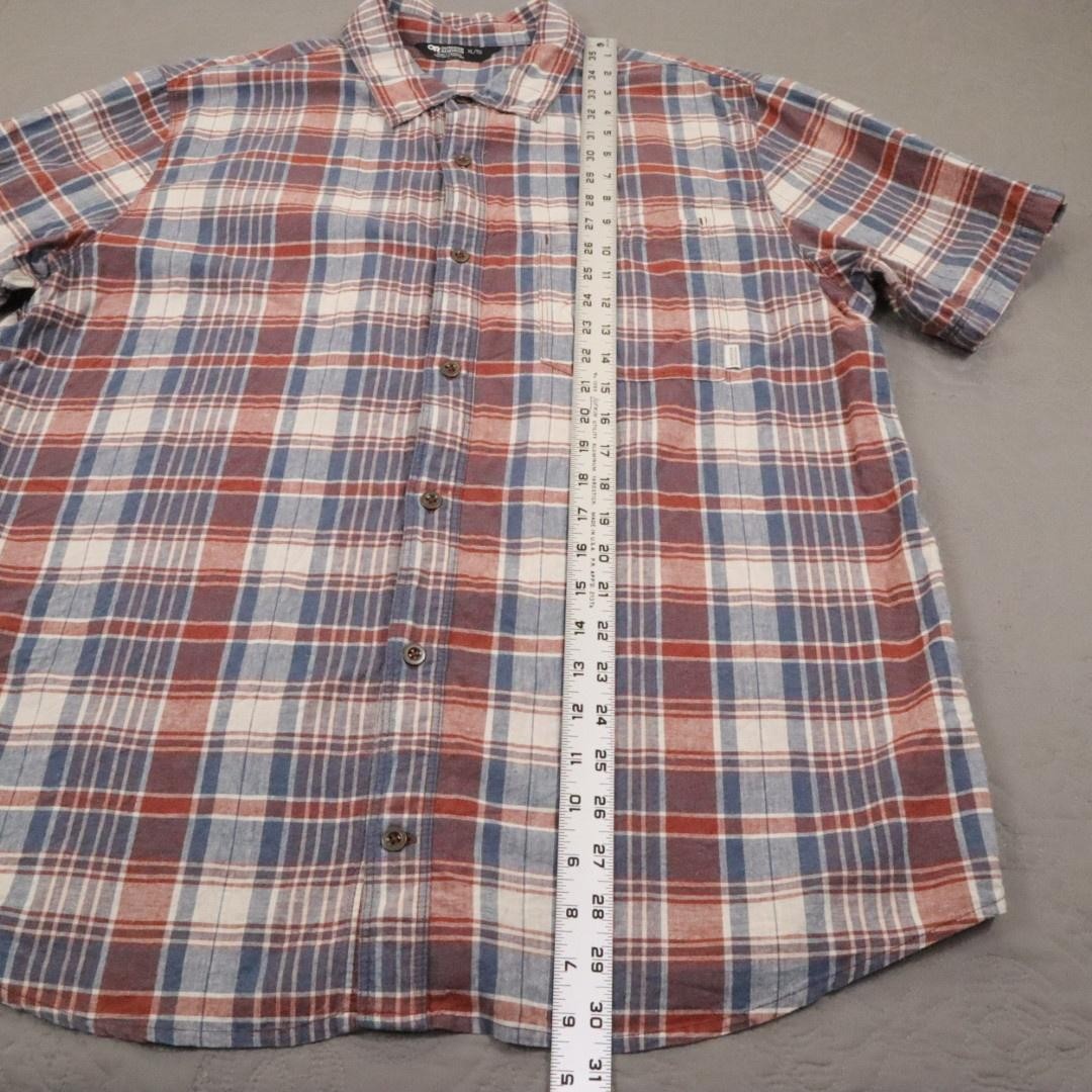 Outdoor Research Weisse Hemp Blend Plaid Shirt Mens XL Short Sleeve Button