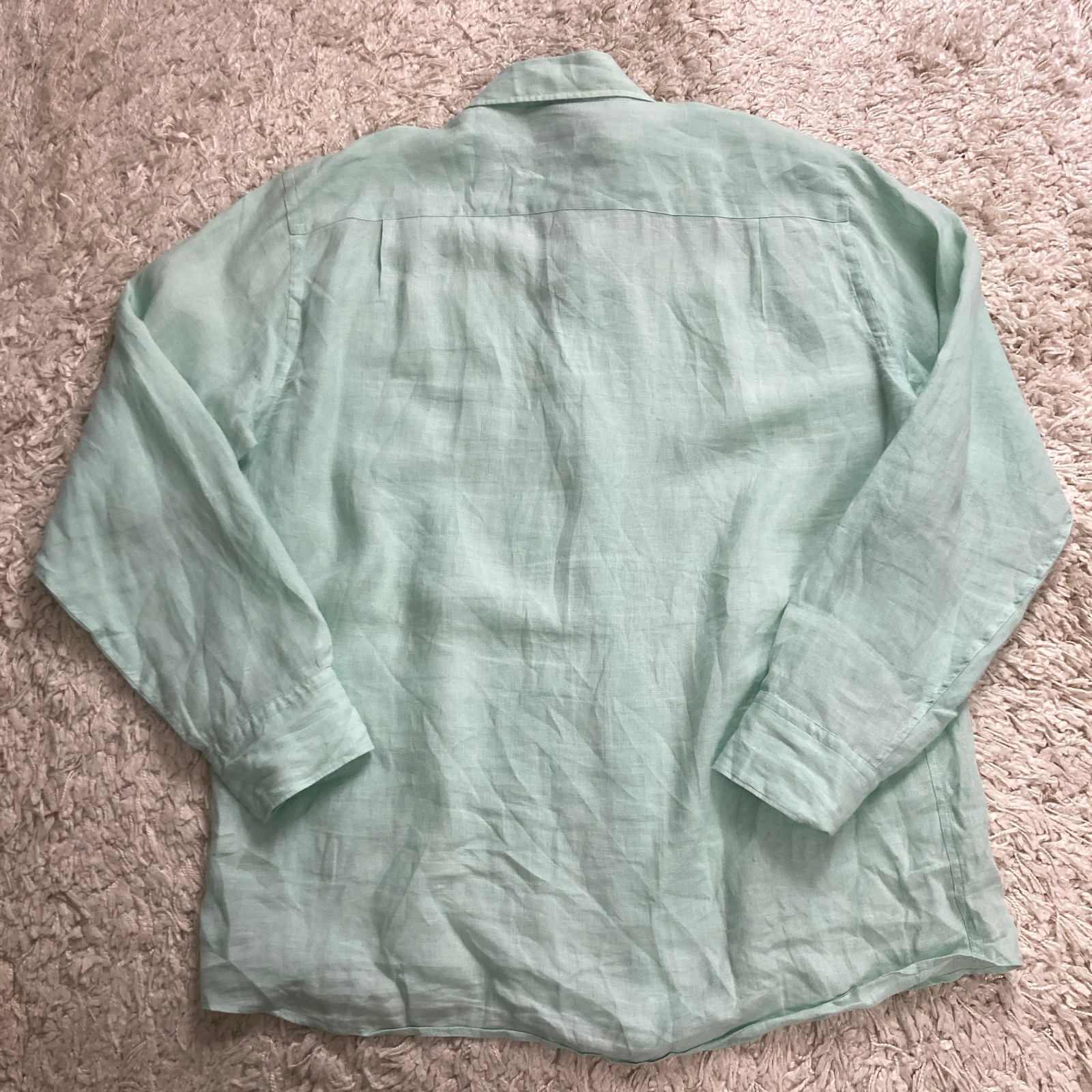 Peter Millar Crown Crafted Linen Shirt Mens XL Green Button Up Long Sleeve
