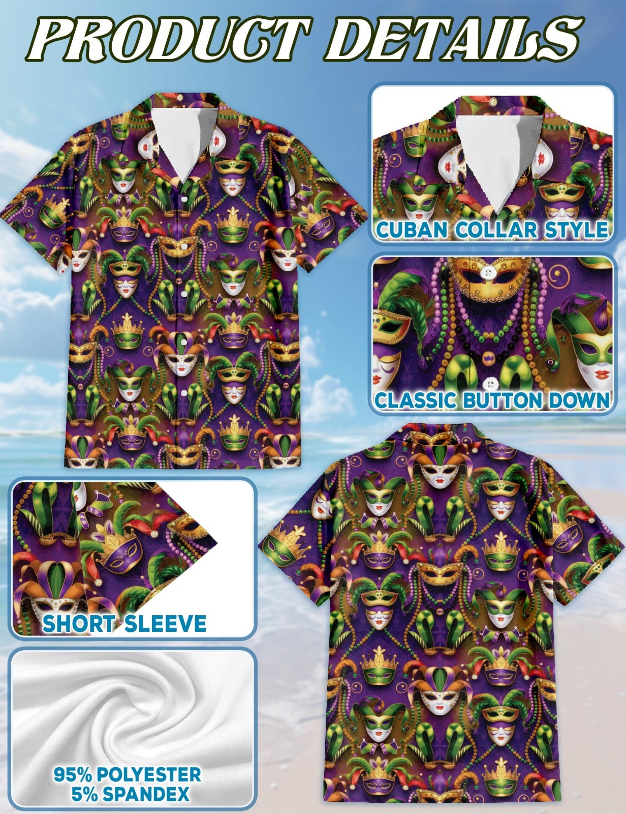 Happy Mardi Gras Hawaiian Shirt Carnival Party Aloha Unisex Gift