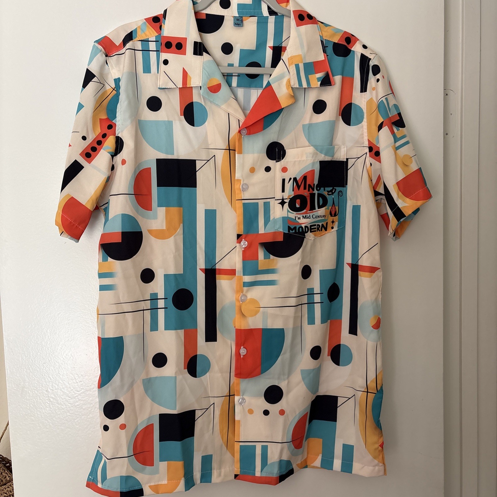 Unbranded Mid Century Modern Retro Men’s Casual Button Up Collar Shirt Size M