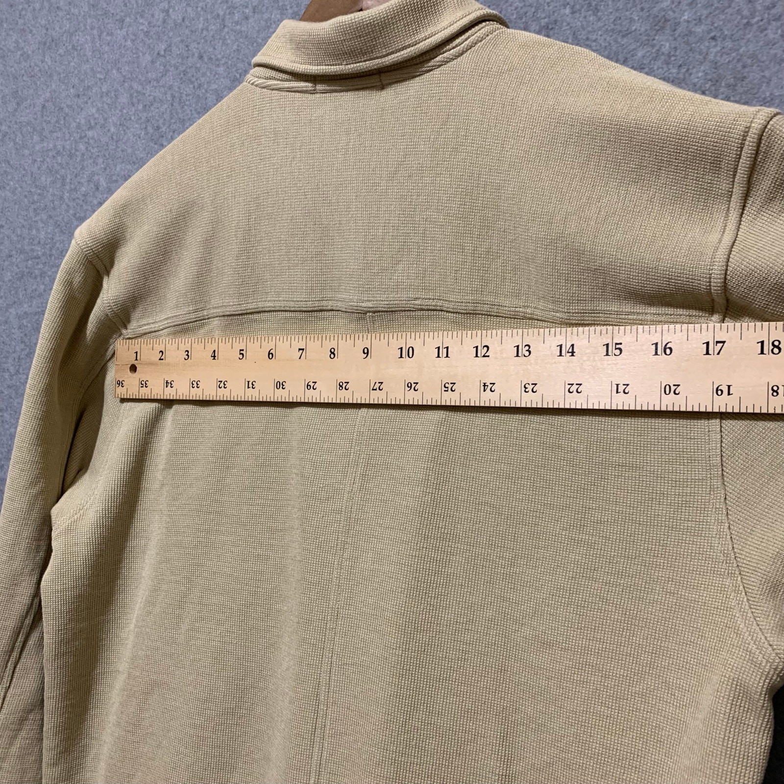 Vintage Cutter & Buck Silk Knit Button Front Shirt/Jacket Tan Sz L Resort Casual