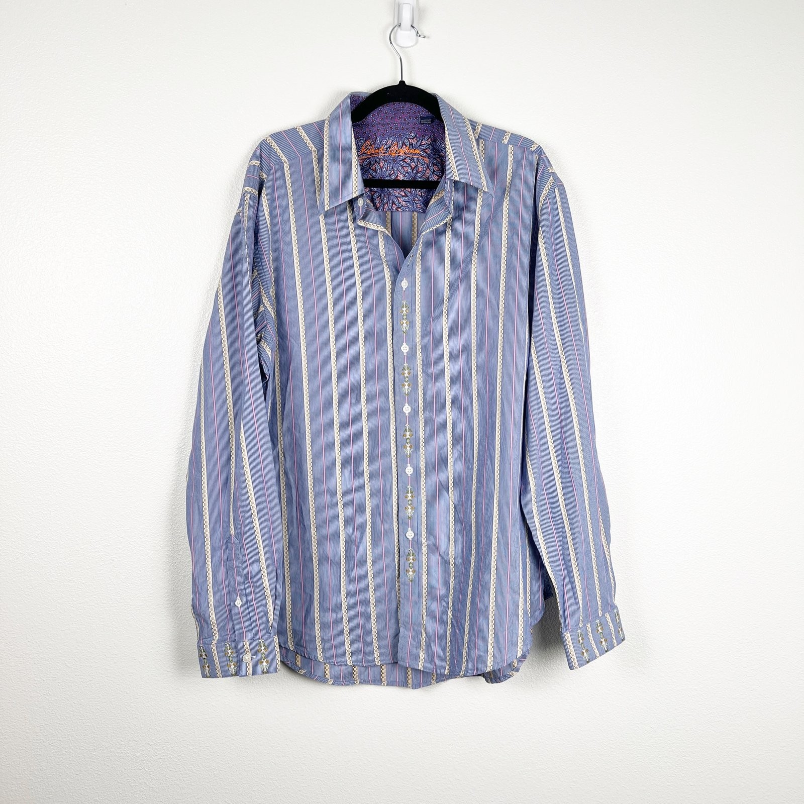 Robert Graham Men’s Embroidered Flip Cuff Button Up Sz XL