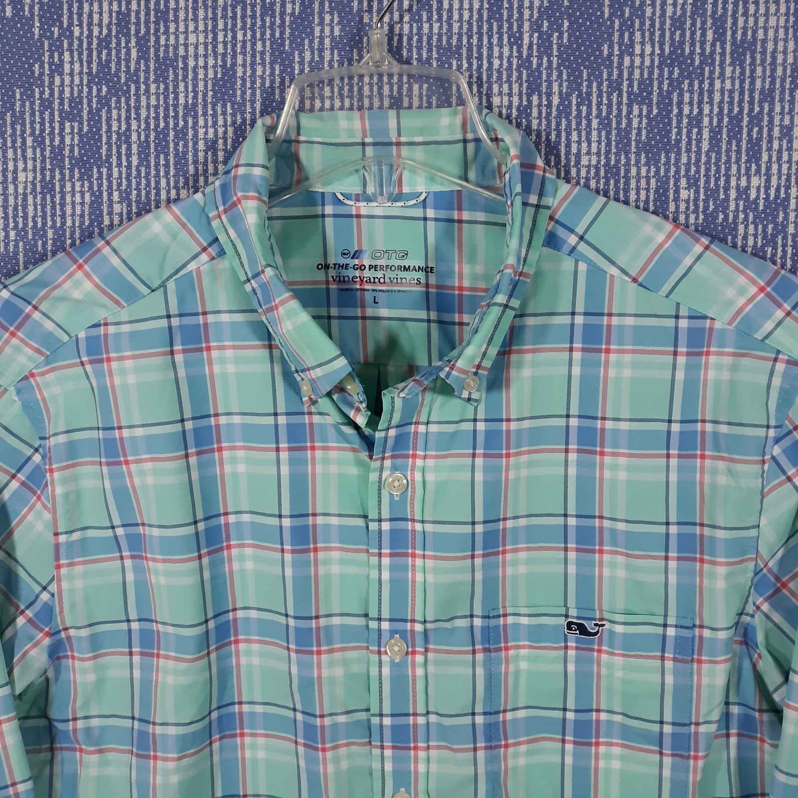 Vineyard Vines On-The-Go Performance Shirt Mens Large Breathable Stretch Green